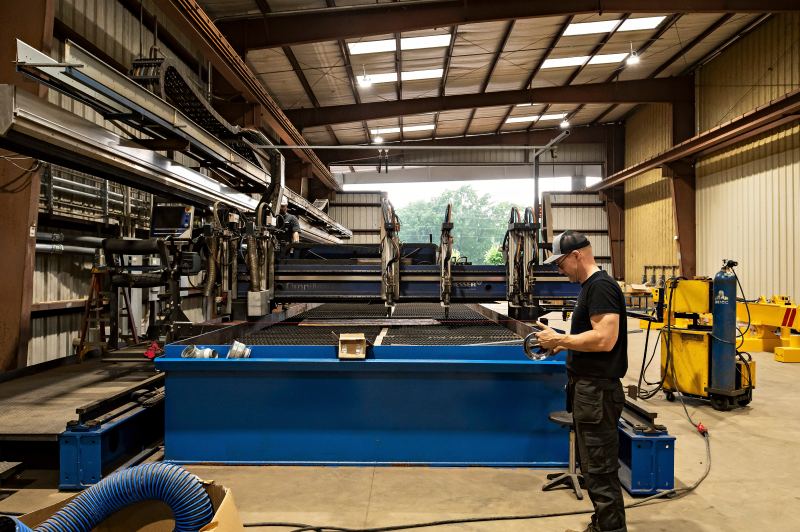 Plasma cutting bed at the Chunchula plant